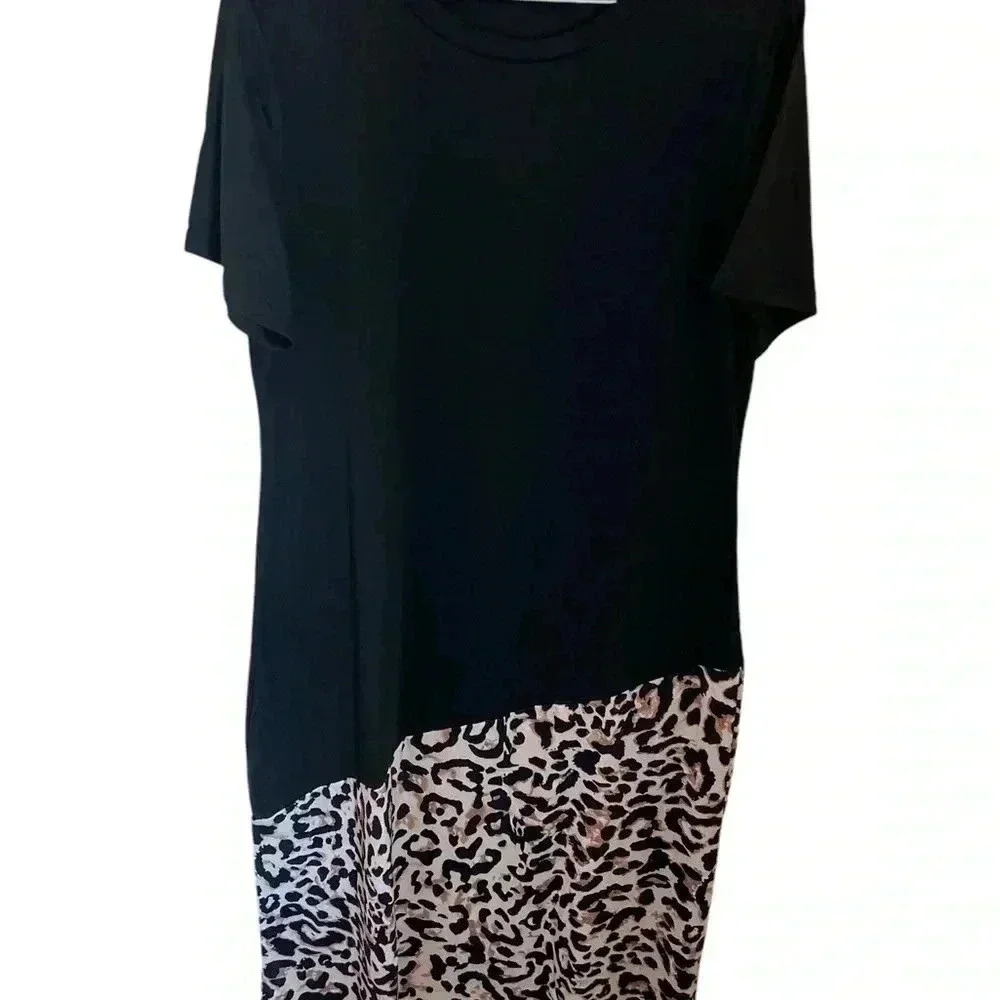 NEW Leopard Color Block Maxi Dress Size Large Casual Chic Flowy - Picture 10 of 11